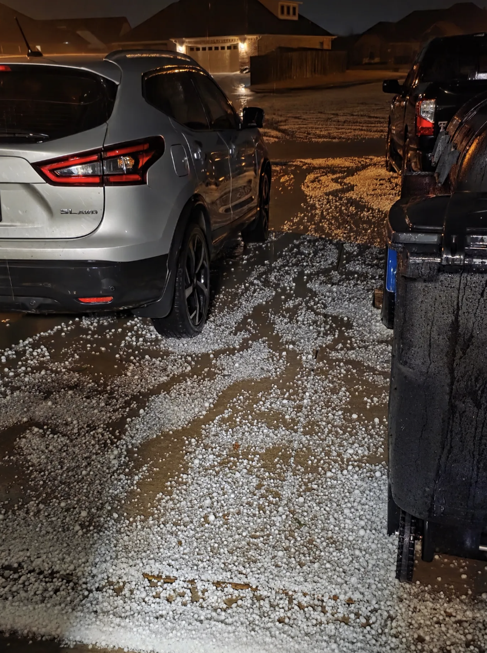 Hail Covering Driveway - Hail Damage Car - Grandbury, TX March 2025